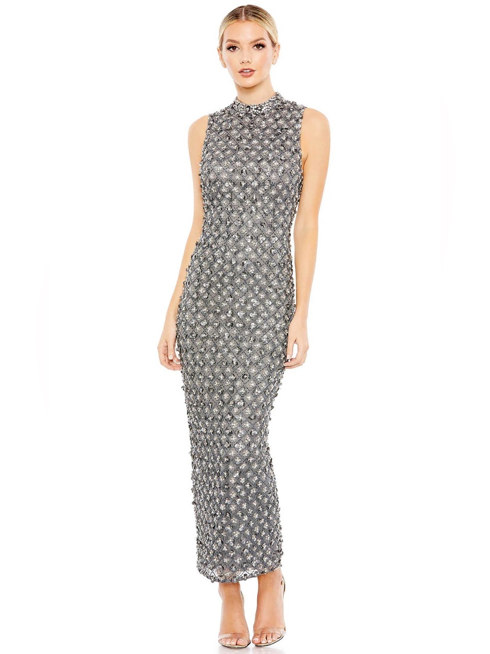 NWT Mac Duggal 10780 Embellished High Neck Sleeveless Column Dress size 10